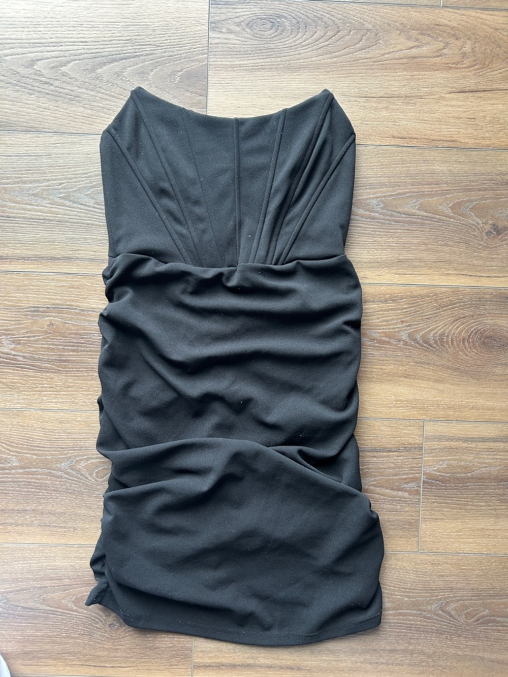 Windsor Black Strapless Ruched Bodycon Dress